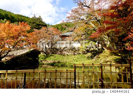 円通寺の放生池の紅葉の風景 丹波紅葉三山のひとつ 兵庫県丹波市 円通寺の放生池の紅葉の風景 丹波紅葉三山のひとつ 兵庫県丹波市 140444161