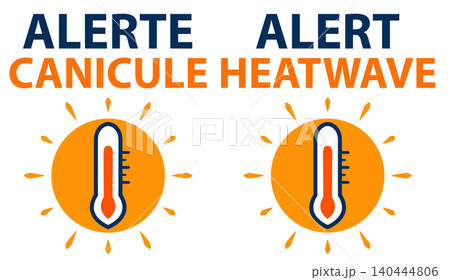 Heatwave alert icon sun thermometer orange blue warning Heatwave alert icon sun thermometer orange blue warning 140444806