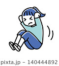 腹筋をする女性_2色 140444892