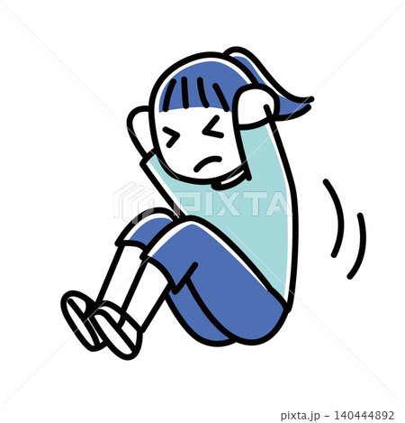 腹筋をする女性_2色 腹筋をする女性_2色 140444892