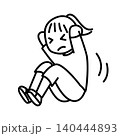 腹筋をする女性_線画 140444893