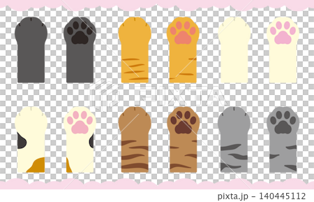 Cute cat paw illustration set Cute cat paw illustration set 140445112