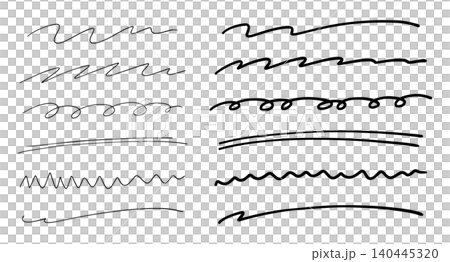 手書きのラインセット 黒 140445320