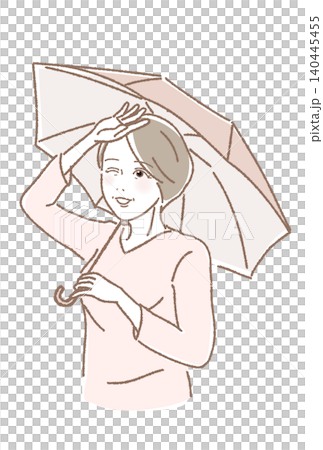 A senior woman smiling while holding a parasol (vector illustration) A senior woman smiling while holding a parasol (vector illustration) 140445455