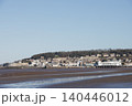 View of English seaside resort Weston-super-Mare from beach 140446012
