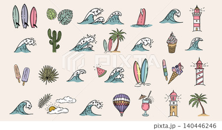Summer Beach Vacation Elements Collection Summer Beach Vacation Elements Collection 140446246