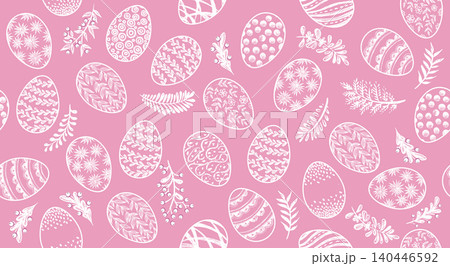 Seamless easter eggs pattern on pink	 140446592