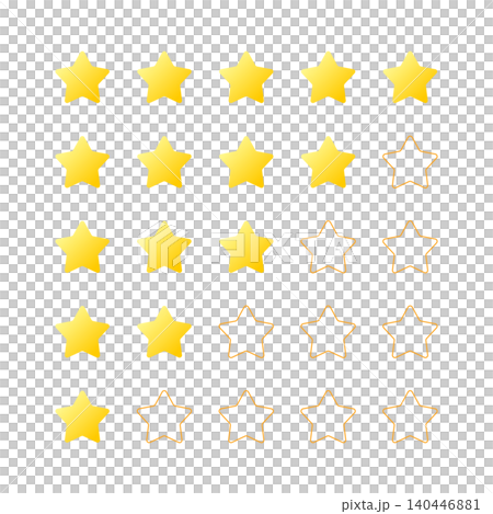 Review rating star icon set (5-star rating) Review rating star icon set (5-star rating) 140446881