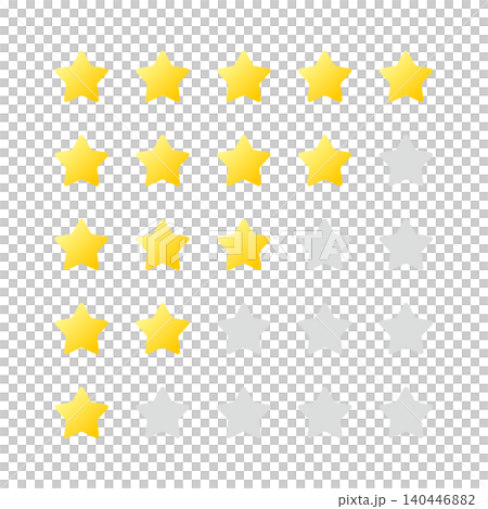 Review rating star icon set (5-star rating) Review rating star icon set (5-star rating) 140446882