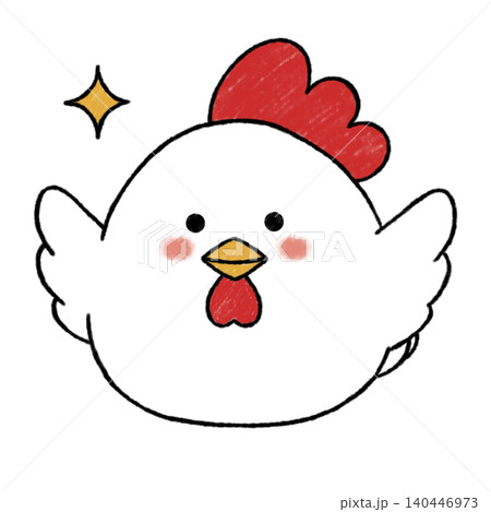 羽を広げて喜ぶかわいいニワトリ｜手描き風キャラクターイラスト 140446973