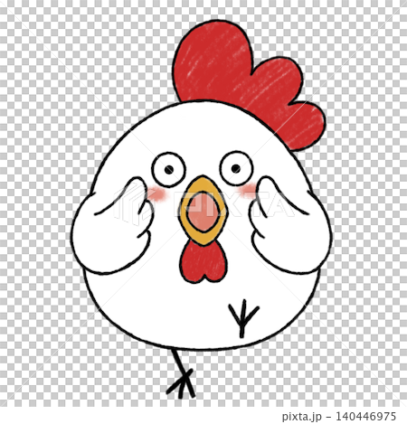A cute chicken with a surprised expression | A hand-drawn illustration of a surprised face A cute chicken with a surprised expression | A hand-drawn illustration of a surprised face 140446975