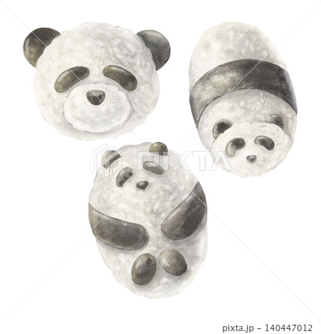 Cute rice, nori pandas set for poke bowls, ramen and kids meals. Hand-painted watercolor illustration isolated on white. Perfect for restaurant menus, food branding, recipe book, children design, logo Cute rice, nori pandas set for poke bowls, ramen and kids meals. Hand-painted watercolor illustration isolated on white. Perfect for restaurant menus, food branding, recipe book, children design, logo 140447012
