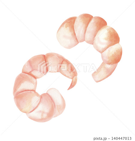 Peeled cooked shrimp set. Hand-painted watercolor illustration isolated on white for seafood menus, recipe books, food packaging, restaurant branding, Asian cuisine, culinary blogs, nutrition content Peeled cooked shrimp set. Hand-painted watercolor illustration isolated on white for seafood menus, recipe books, food packaging, restaurant branding, Asian cuisine, culinary blogs, nutrition content 140447013
