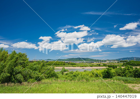 木津川風景 京都府京田辺市 城陽市 木津川風景 京都府京田辺市 城陽市 140447019