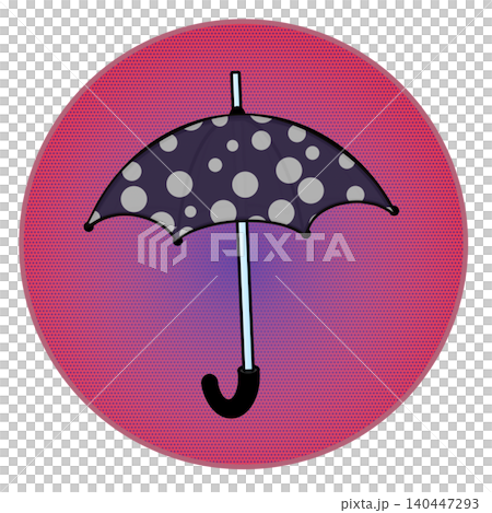 円形背景のついた雨傘のイラスト 140447293