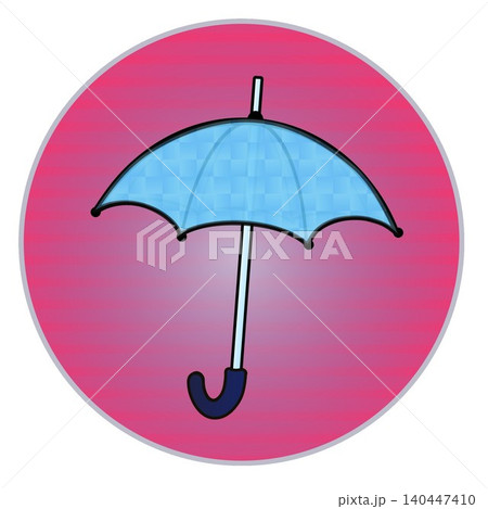 円形背景のついた雨傘のイラスト 140447410