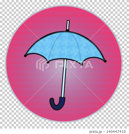 円形背景のついた雨傘のイラスト 140447410