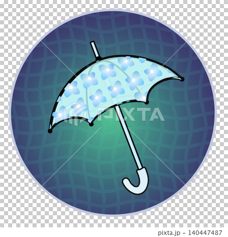 Illustration of an umbrella with a circular background Illustration of an umbrella with a circular background 140447487