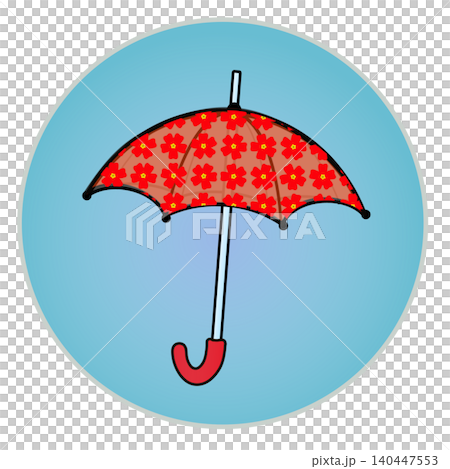 Illustration of an umbrella with a circular background Illustration of an umbrella with a circular background 140447553