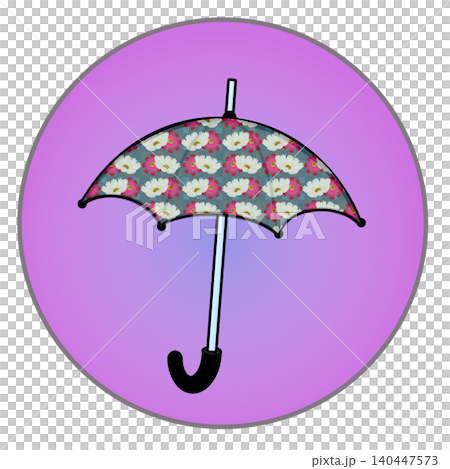 圓形背景的雨傘插圖 圓形背景的雨傘插圖 140447573