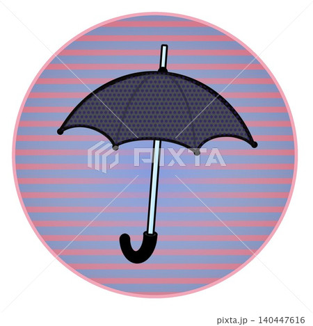 円形背景のついた雨傘のイラスト 円形背景のついた雨傘のイラスト 140447616