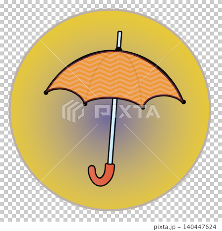 Illustration of an umbrella with a circular background Illustration of an umbrella with a circular background 140447624