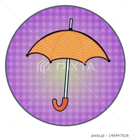 円形背景のついた雨傘のイラスト 円形背景のついた雨傘のイラスト 140447626