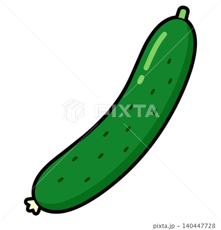 きゅうりの野菜イラスト 夏野菜シンプルベクター素材 140447728