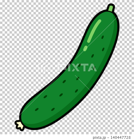 きゅうりの野菜イラスト 夏野菜シンプルベクター素材 140447728