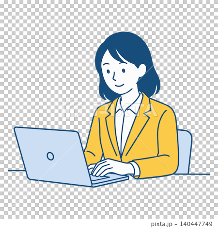 婦女在筆記本電腦上工作 140447749