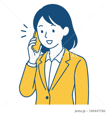スマホで通話する女性イラスト 140447780