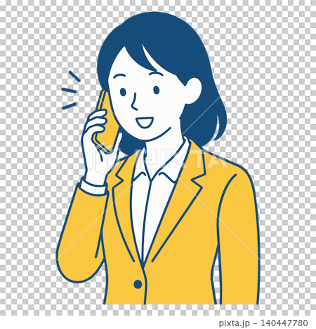 スマホで通話する女性イラスト 140447780