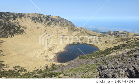 Baekrokdam a crater lake of Hallasan Mountain in Jejudo island, South Korea. Baekrokdam a crater lake of Hallasan Mountain in Jejudo island, South Korea. 140447847