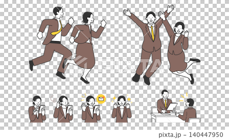 A set of illustrations depicting male and female recent graduates and new employees proactively pursuing job hunting or career changes, including interview/application scenes. A set of illustrations depicting male and female recent graduates and new employees proactively pursuing job hunting or career changes, including interview/application scenes. 140447950