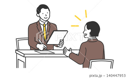 新卒や新社会人の就活面接シーンのイラストで転職活動や面接官との対話を描いた素材 新卒や新社会人の就活面接シーンのイラストで転職活動や面接官との対話を描いた素材 140447953
