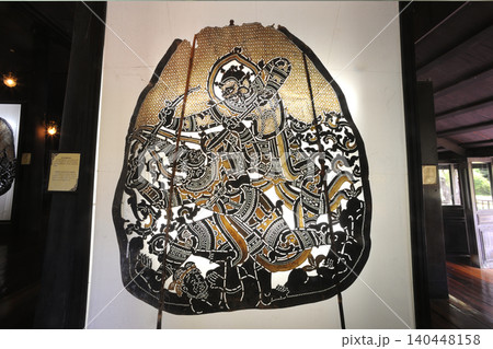 The shadow puppetry displayed within the Nang Yai Shadow Play Museum / Nang Yai Museum at Wat Khanon , Thailand. The shadow puppetry displayed within the Nang Yai Shadow Play Museum / Nang Yai Museum at Wat Khanon , Thailand. 140448158