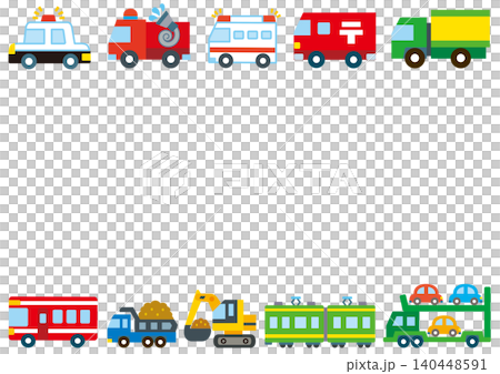 乗り物,車,フレーム,電車,パトカー,枠,旅行,新幹線,駅,交通,働く車,鉄道,バス,警察,郵便 140448591
