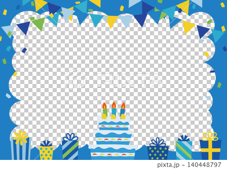【ベクター】ブルーのクールな誕生日パーティー背景 ケーキとプレゼントのテンプレート(横長) 【ベクター】ブルーのクールな誕生日パーティー背景 ケーキとプレゼントのテンプレート(横長) 140448797