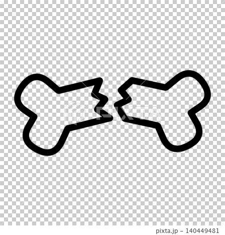 Line art icon of a fractured bone Line art icon of a fractured bone 140449481