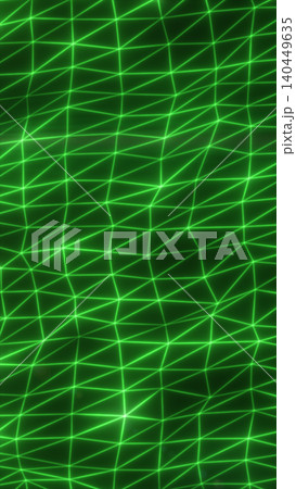 Futuristic green wireframe mesh surface with geometric lines, ideal for digital technology, data visualization, and virtual landscape concepts Futuristic green wireframe mesh surface with geometric lines, ideal for digital technology, data visualization, and virtual landscape concepts 140449635