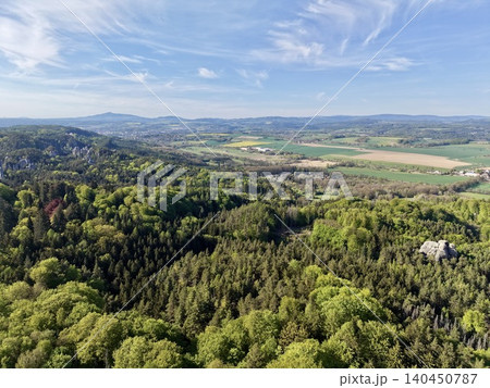 Countryside Nature View. Landscaped Scene With Fields. Rural Landscape Featuring Forests And Farms 140450787