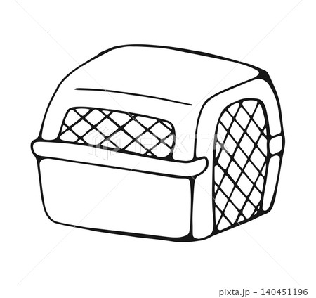 Hand drawn pet carrier transport box doodle illustration 140451196