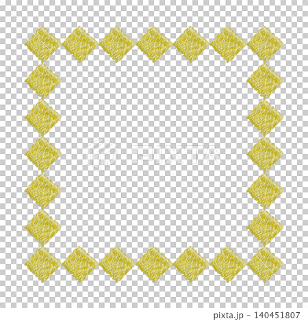 [Square Motif Frame] Hand-Embroidered Illustration Material 140451807