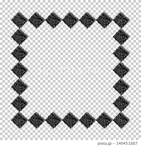 [Square Motif Frame] Hand-Embroidered Illustration Material 140451887