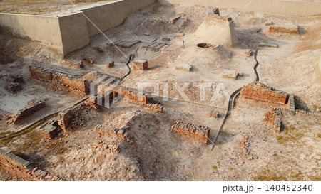 Harappa archaeological site from above showing lost urban heritage Pakistan Harappa archaeological site from above showing lost urban heritage Pakistan 140452340