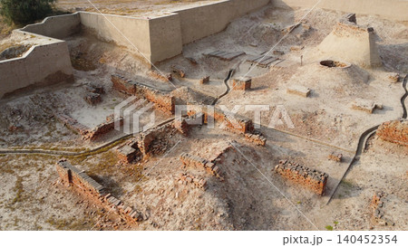 Harappa ruins from sky above ancient civilization site Pakistan 140452354