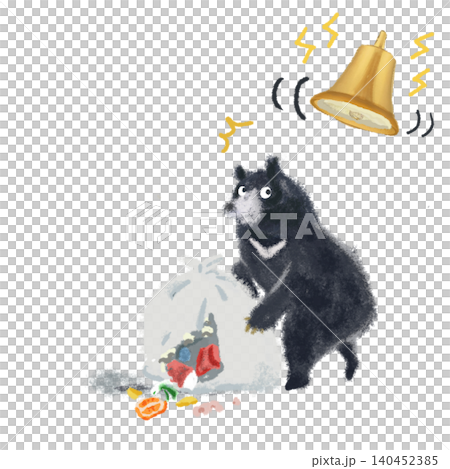 住宅街のゴミ袋をあさるクマのイラスト 住宅街のゴミ袋をあさるクマのイラスト 140452385
