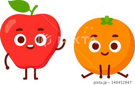 Apple and orange cartoon illustration Apple and orange cartoon illustration 140452947