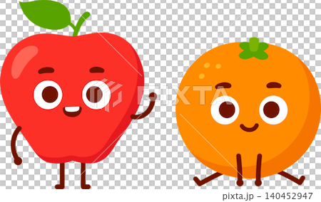 Apple and orange cartoon illustration Apple and orange cartoon illustration 140452947