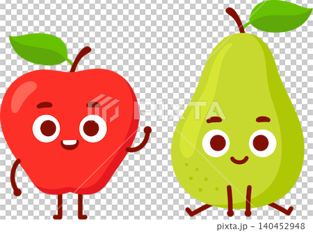 Apple and pear cartoon illustration Apple and pear cartoon illustration 140452948